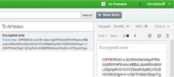 Evernote Encrypted notebook Evernote example of encrypted note