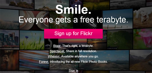 main screen of Flickr web site main screen of Flickr web site